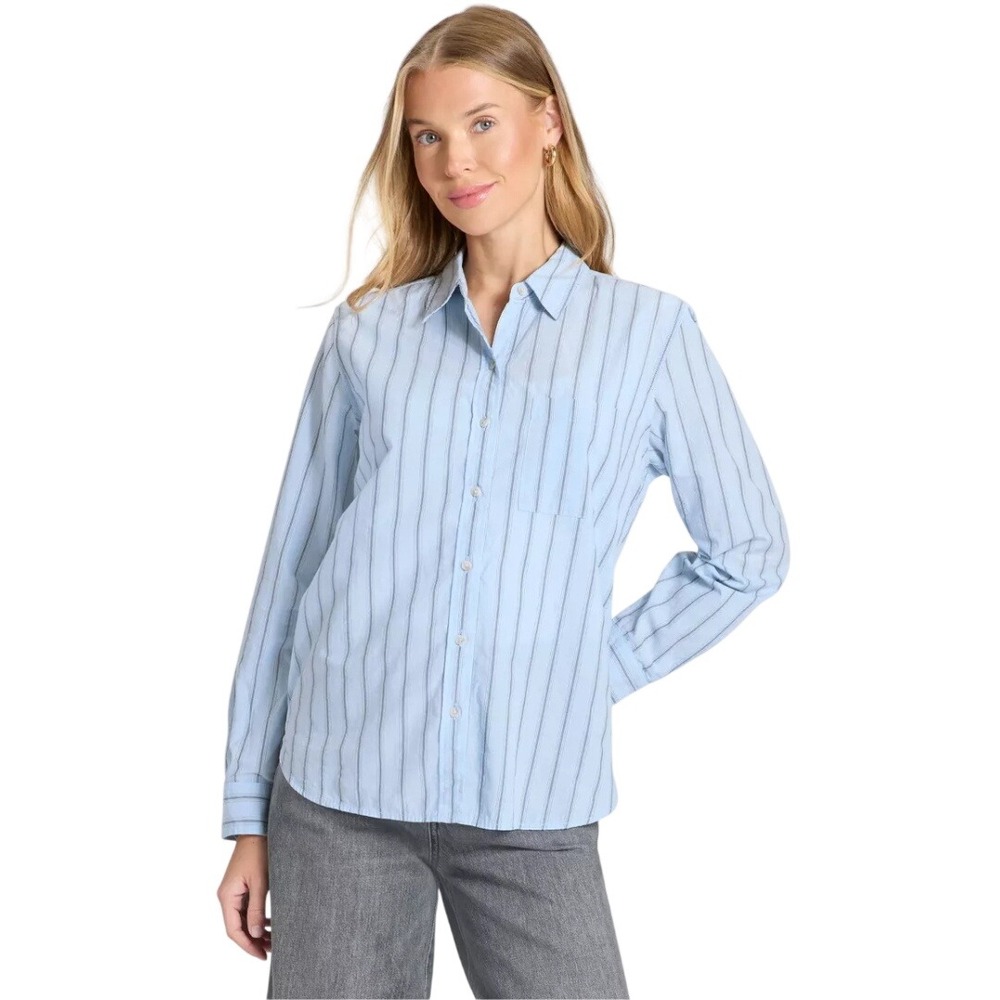Universal Thread‎ Women's Blue Relaxed Fit Striped Button Down Shirt Size XS